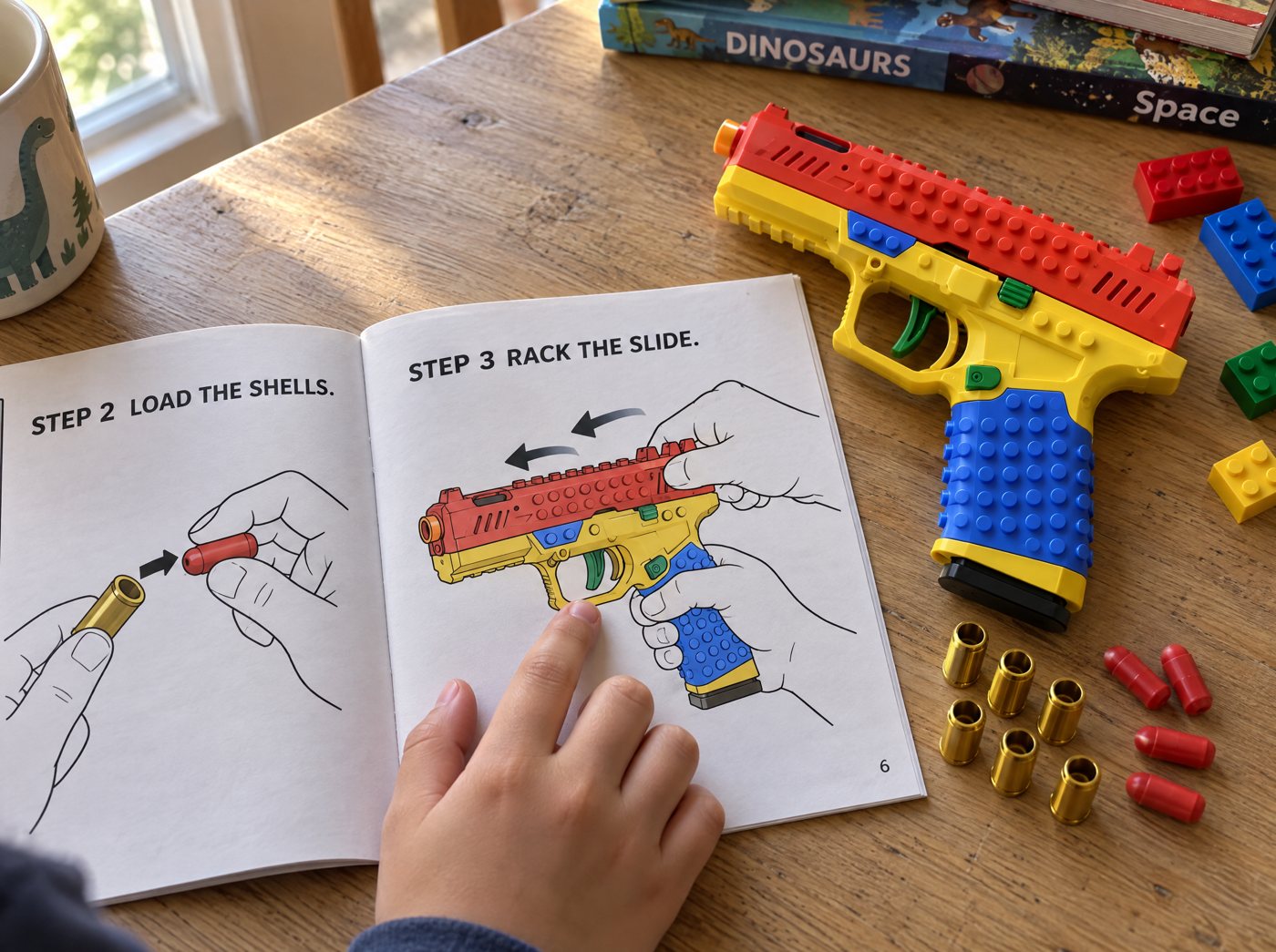 Step by step drawings: load the shells, rack the slide